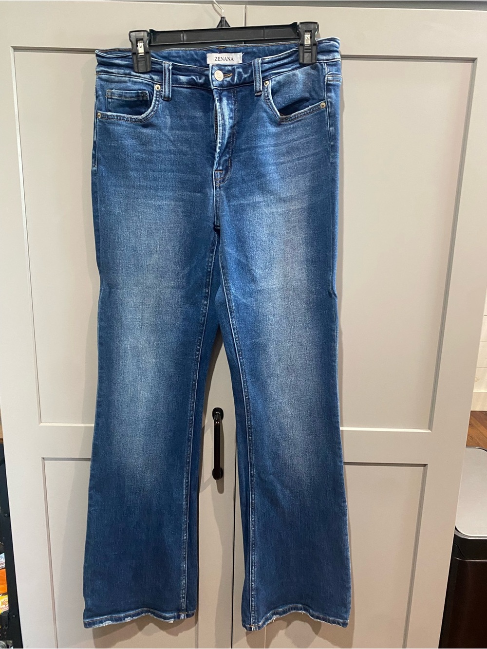 Zenana Outfitters Women's Mid-Blue Flare Jeans